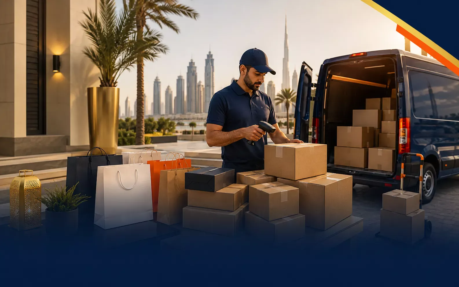مندوب الوطن يجهز طرود المتاجر للتوصيل داخل الإمارات